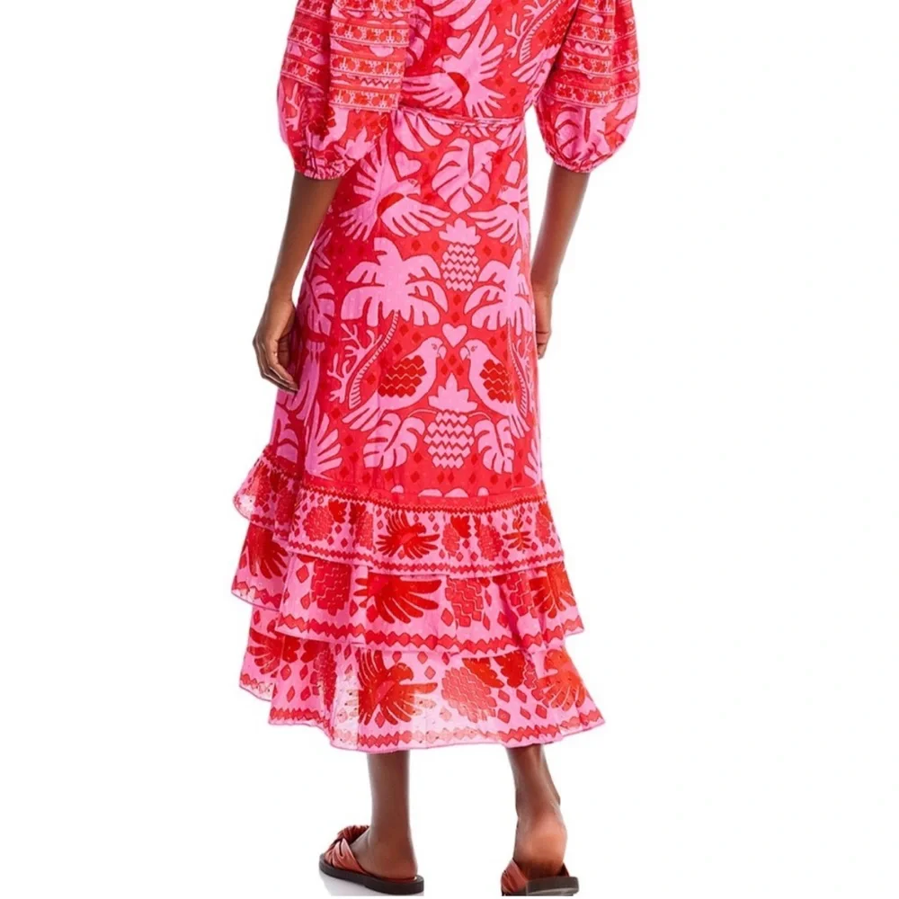 Farm Rio NWOT Jungle Tiered Midi Wrap Dress Size XS - Picture 7 of 8